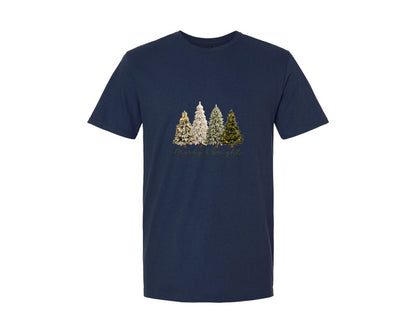 brand:Generic|color:Navy|Merry And Bright Faux Yarn Christmas 10 Graphic T-Shirt