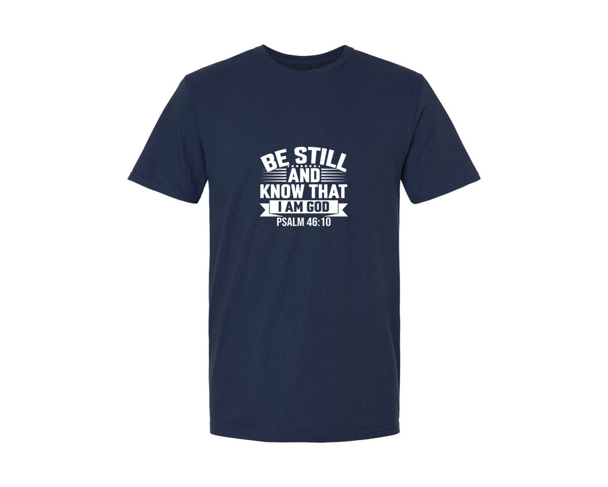 brand:Generic|color:Navy|Be Still And Know That I Am God Psalm 7 Graphic T-Shirt