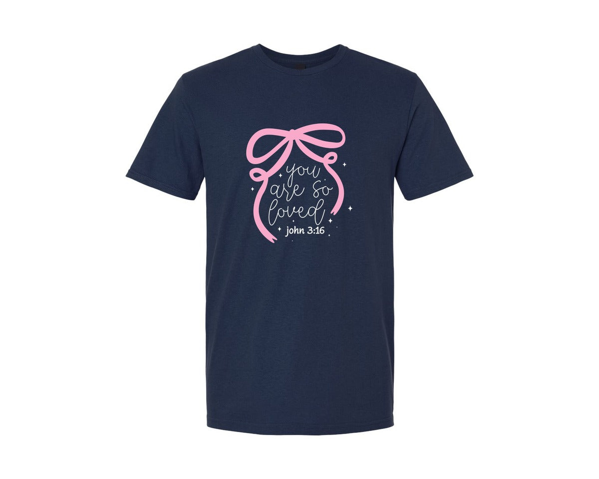 brand:Generic|color:Navy|You Are So Loved John 316 God Graphic T-Shirt