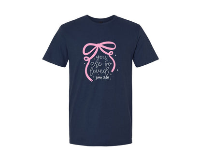 brand:Generic|color:Navy|You Are So Loved John 316 God Graphic T-Shirt