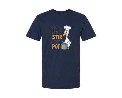 brand:Generic|color:Navy|Stir The Pot Goose Funny Chef Duck Graphic T-Shirt