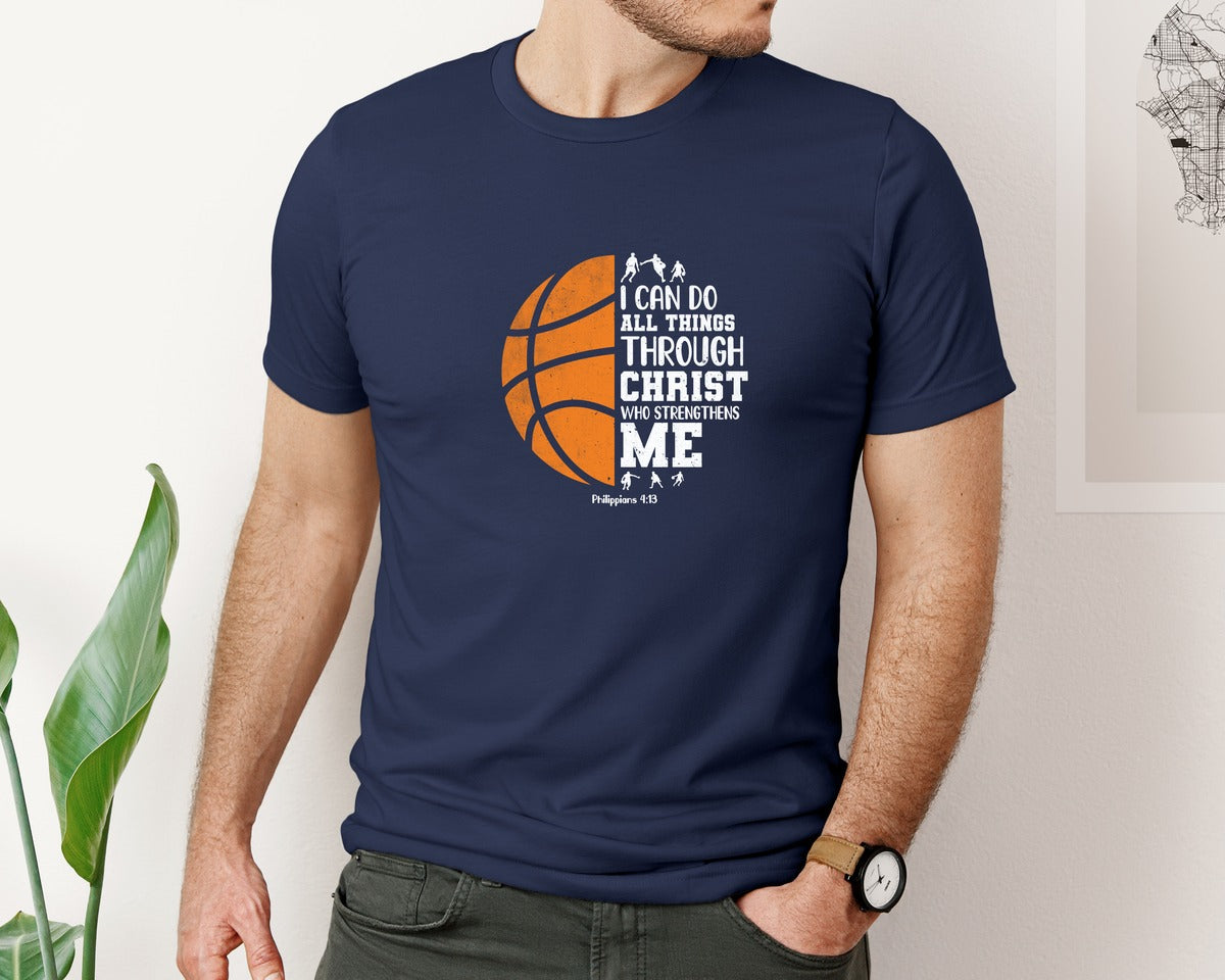 brand:Bella Canvas|color:Navy|Can Do All Things Through Christ Tshirt Graphic T-Shirt