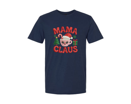 brand:Generic|color:Navy|Faux Yarn Mama Claus Heart Mama Graphic T-Shirt