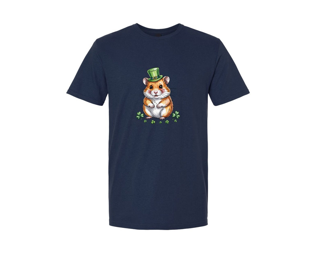 brand:Generic|color:Navy|Cute Lucky Hamster St Patrick Graphic T-Shirt