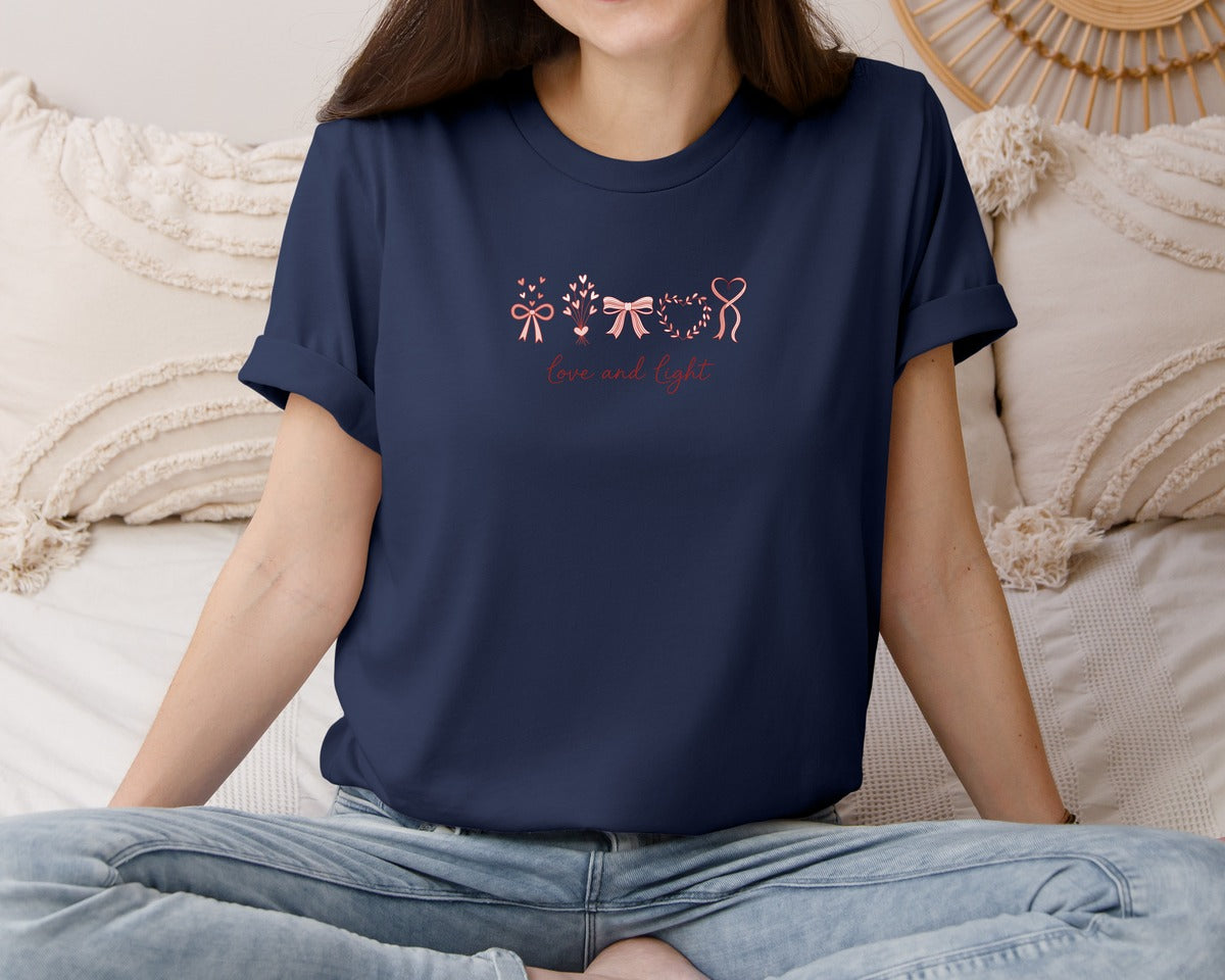 brand:Bella Canvas|color:Navy|Love And Light Valentine Graphic T-Shirt