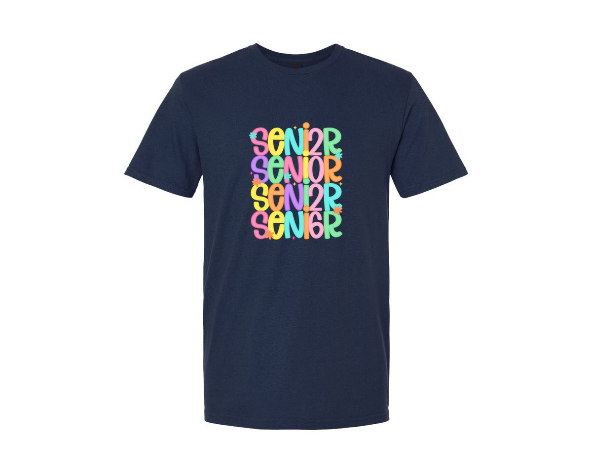 brand:Generic|color:Navy|Preppy Senior 2026 Floral Class Of Graphic T-Shirt