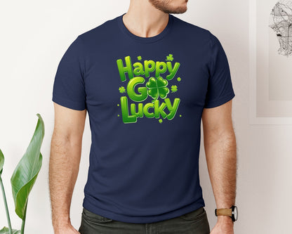 brand:Bella Canvas|color:Navy|Happy Go Lucky St Patricks Day 19 Graphic T-Shirt