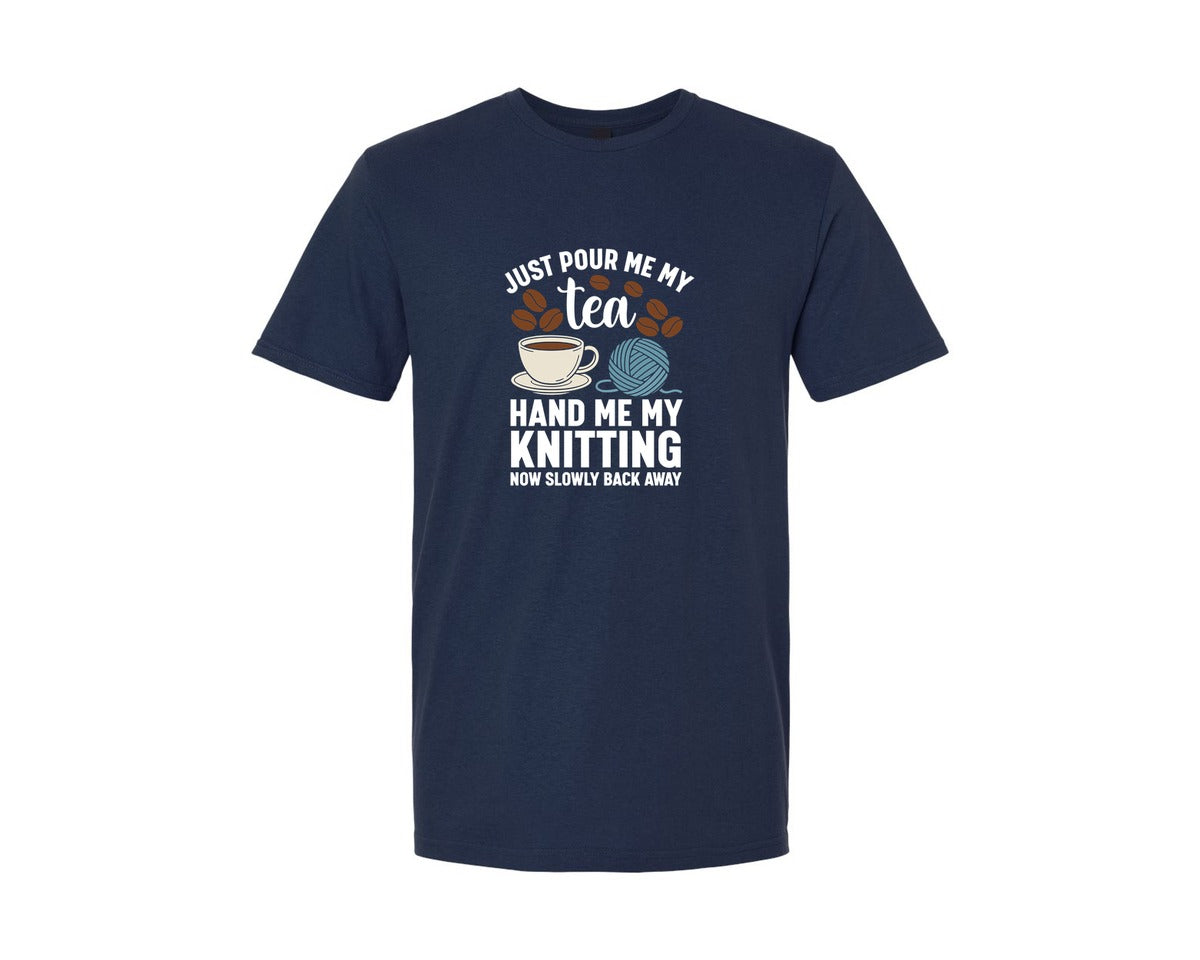 brand:Generic|color:Navy|Funny Knitting And Tea T Shirt Design Graphic T-Shirt