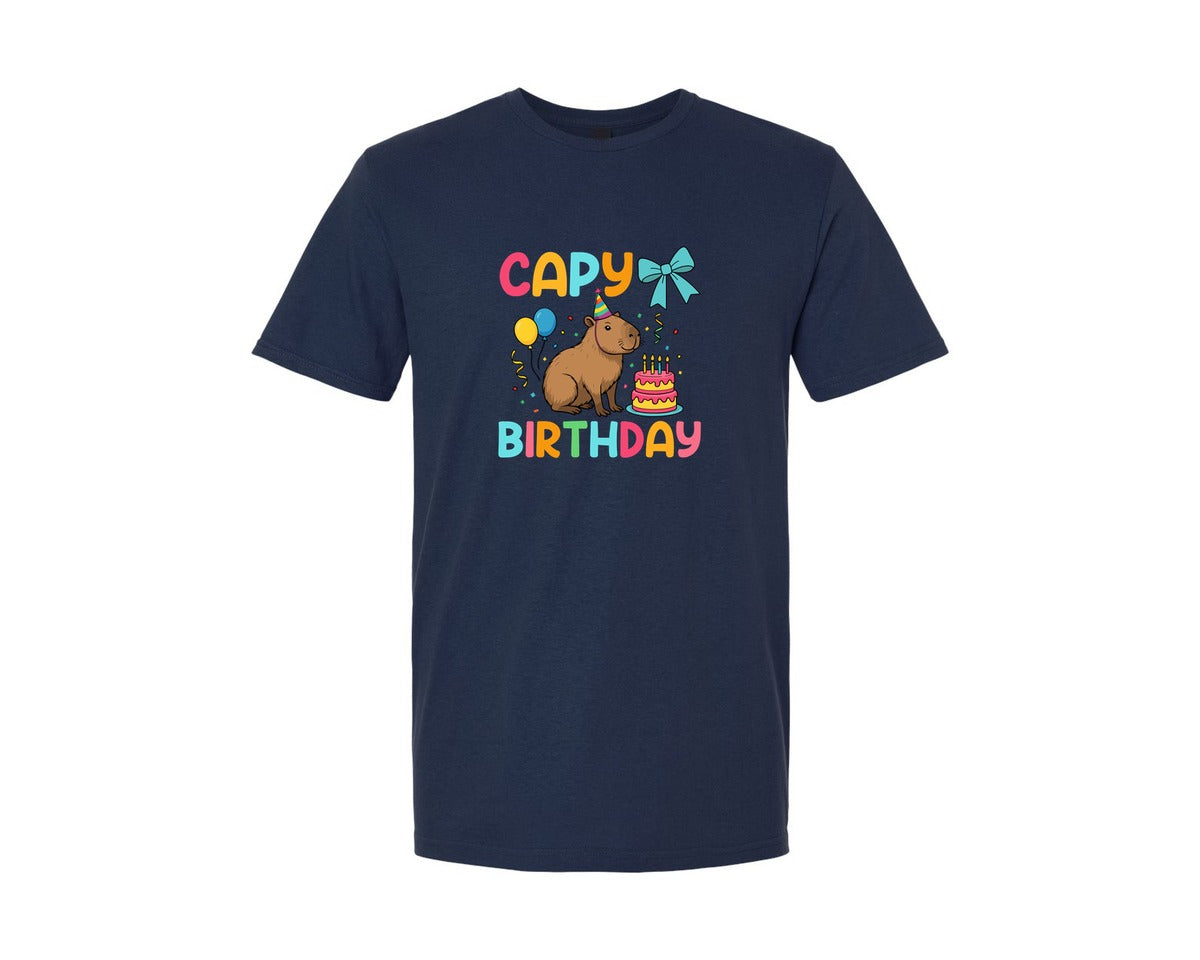 brand:Generic|color:Navy|Capybara Birthday T Shirt Graphic T-Shirt