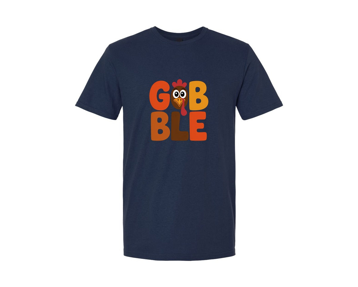 brand:Generic|color:Navy|Gobble Funny Turkey Face Thanksgiving 2 Graphic T-Shirt