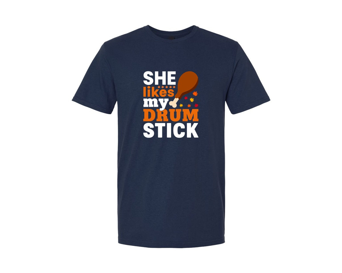 brand:Generic|color:Navy|She Likes My Drum Stick T Shirt Graphic T-Shirt