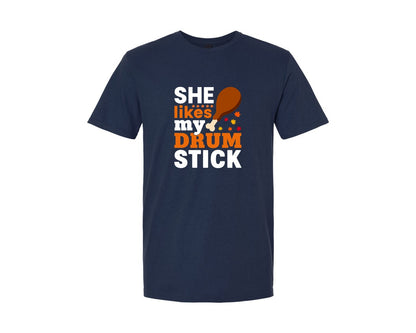 brand:Generic|color:Navy|She Likes My Drum Stick T Shirt Graphic T-Shirt