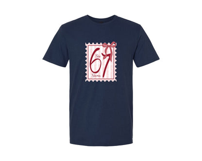 brand:Generic|color:Navy|Six Seven Christmas Stamp 67 Graphic T-Shirt
