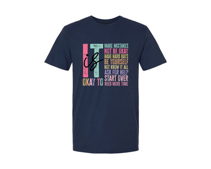 brand:Generic|color:Navy|Its Okay To Make Mistakes Svgself Love Graphic T-Shirt