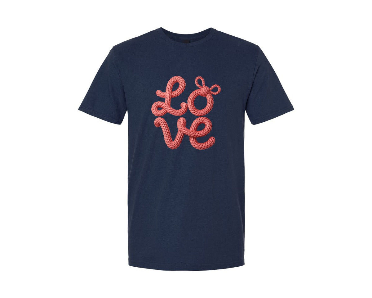 brand:Generic|color:Navy|Rope Love Valentine Embroidery Graphic T-Shirt