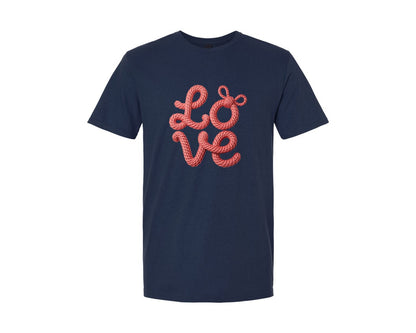 brand:Generic|color:Navy|Rope Love Valentine Embroidery Graphic T-Shirt