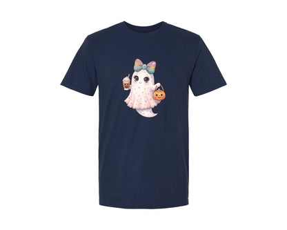 brand:Generic|color:Navy|Rhinestones Coquette Ghost Halloween Graphic T-Shirt
