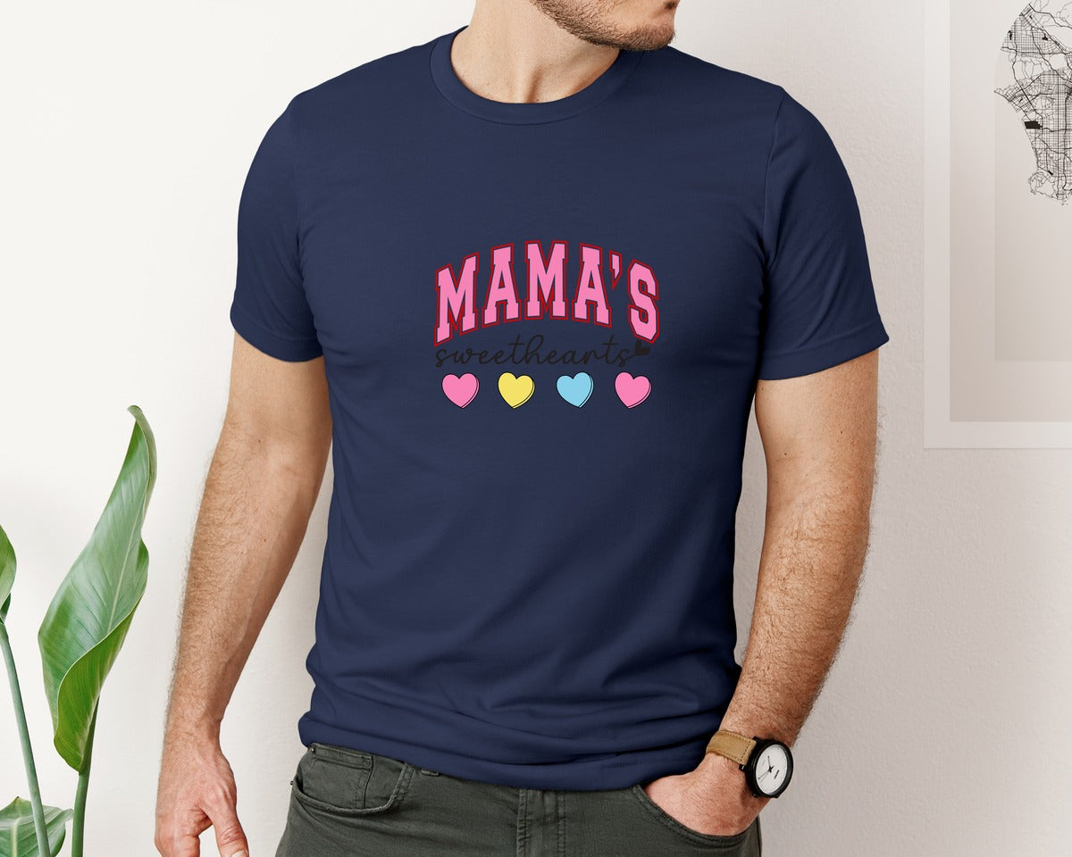 brand:Bella Canvas|color:Navy|Mamas Sweetheart Valentine Hea Graphic T-Shirt