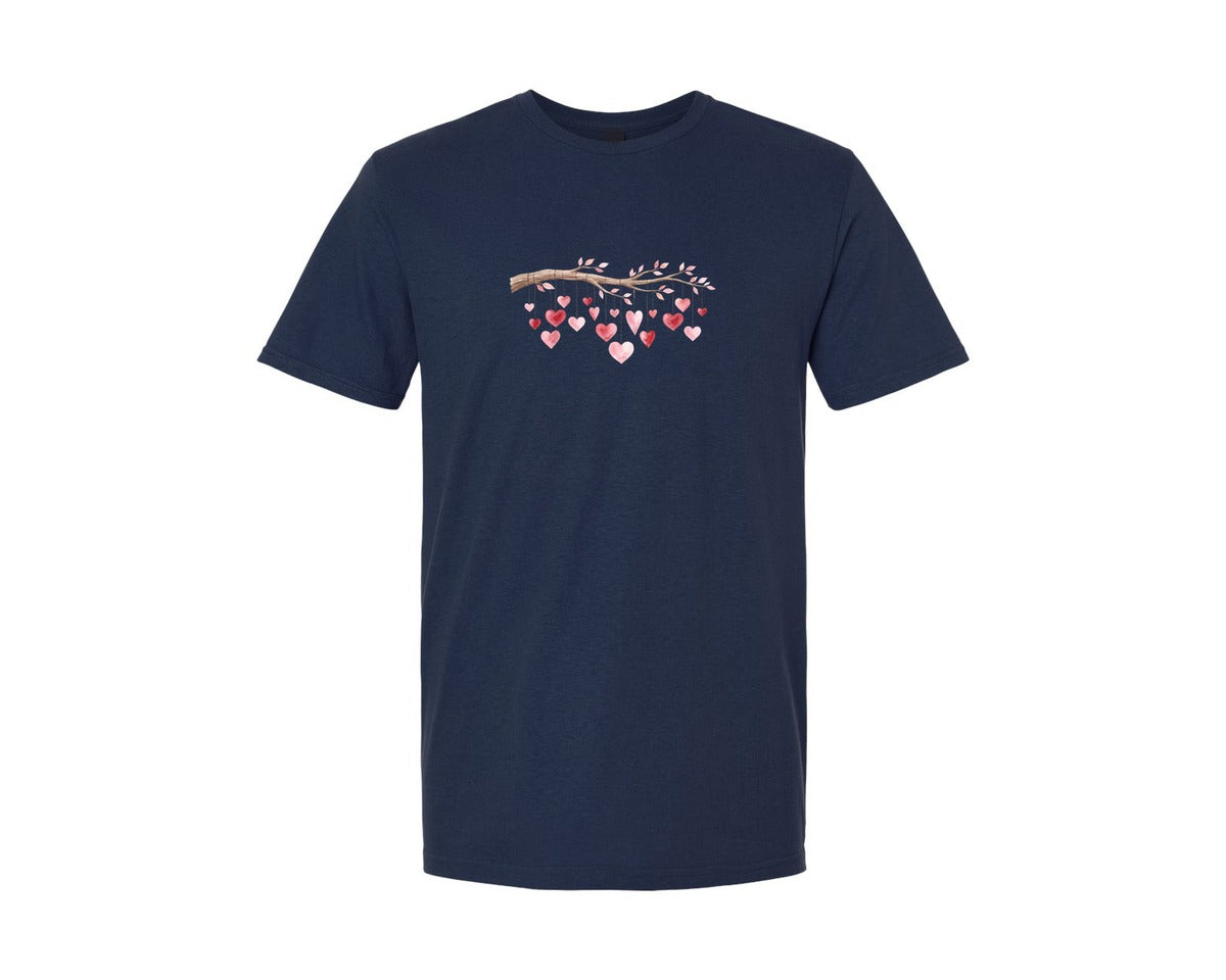 brand:Generic|color:Navy|Watercolor Hanging Hearts Graphic T-Shirt