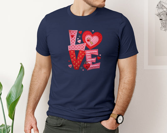 Love Heart Faux Yarn Graphic T-Shirt
