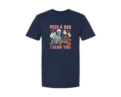 brand:Generic|color:Navy|Peek A Boo I Scan You Graphic T-Shirt