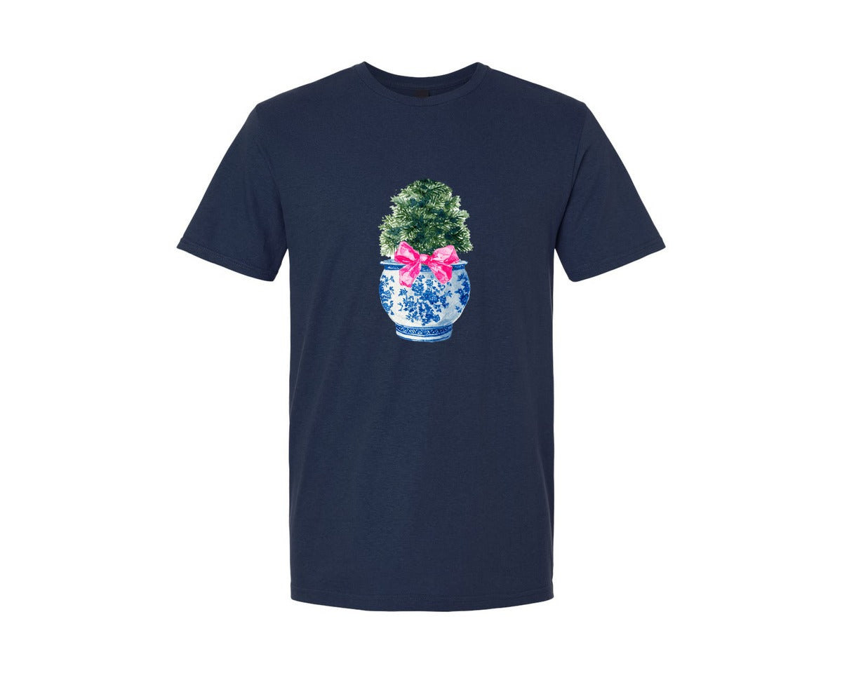 brand:Generic|color:Navy|Preppy Christmas Tree Graphic 7 Graphic T-Shirt