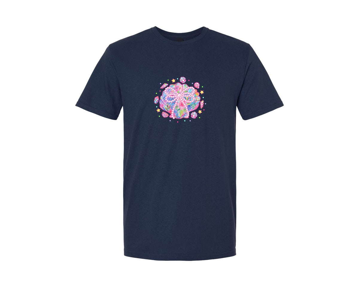 brand:Generic|color:Navy|Preppy Summer Seashell Clam Coquette 2 Graphic T-Shirt