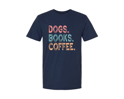 brand:Generic|color:Navy|Book Dog Lover Dogs Books Coffee Graphic T-Shirt