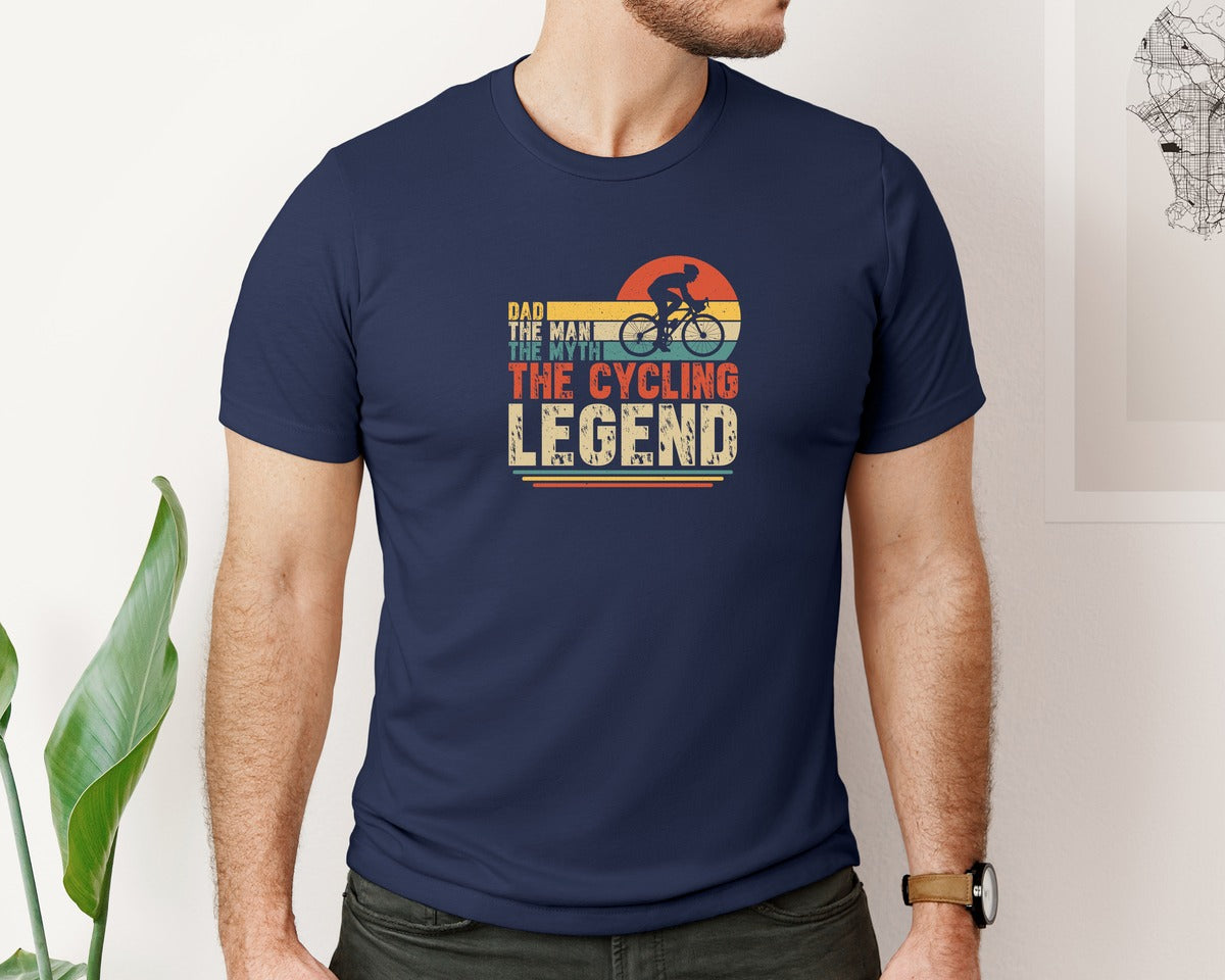 brand:Bella Canvas|color:Navy|The Cycling Legend T Shirt Design Graphic T-Shirt