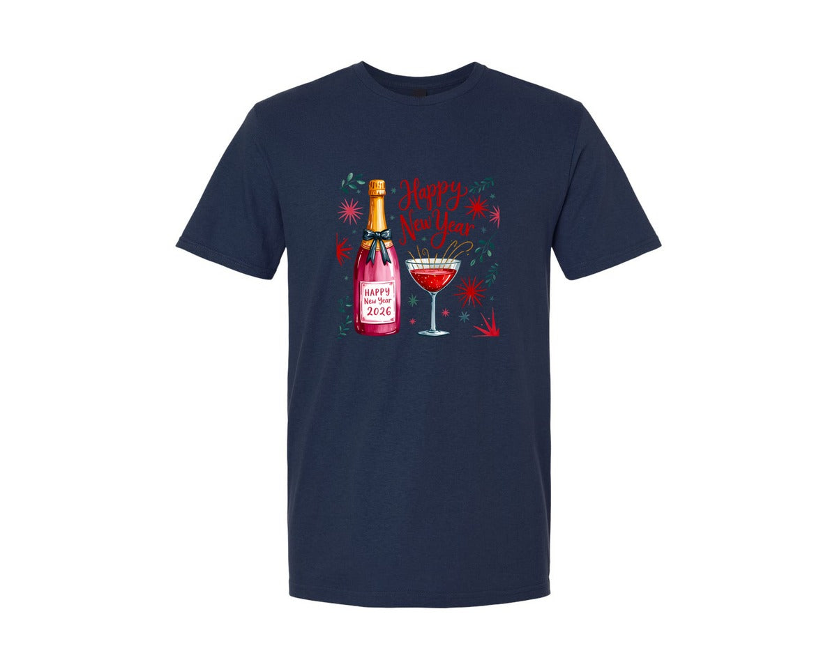 brand:Generic|color:Navy|Happy New Year 2026 New Year Eve Graphic T-Shirt