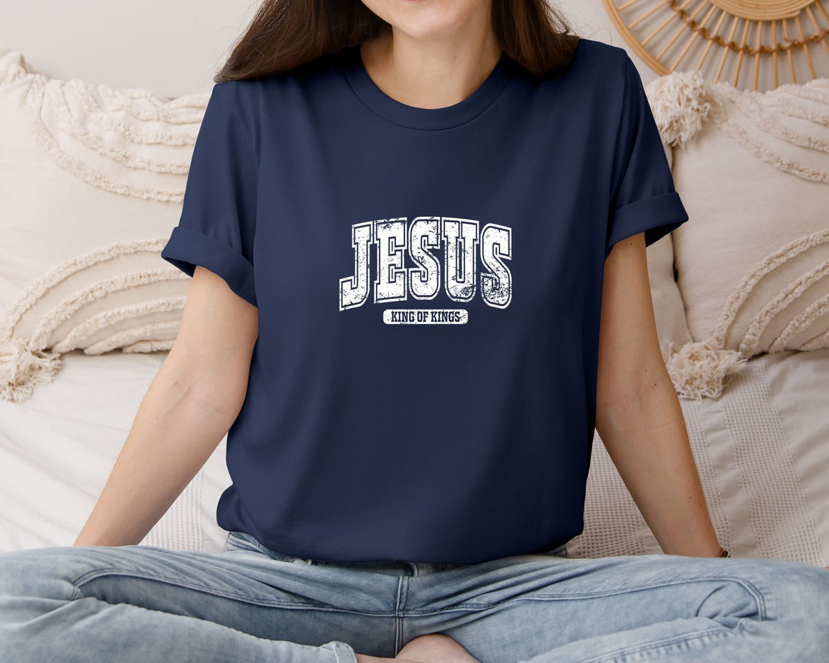 brand:Bella Canvas|color:Navy|Jesus King Of Kings Christian S Graphic T-Shirt