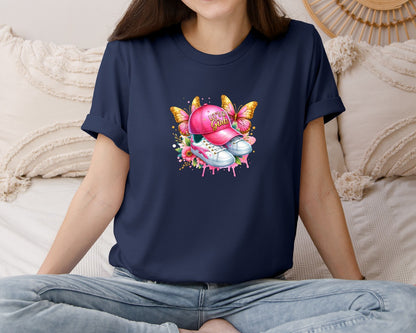 brand:Bella Canvas|color:Navy|Lets Go Girls Butterfly Graphic T-Shirt