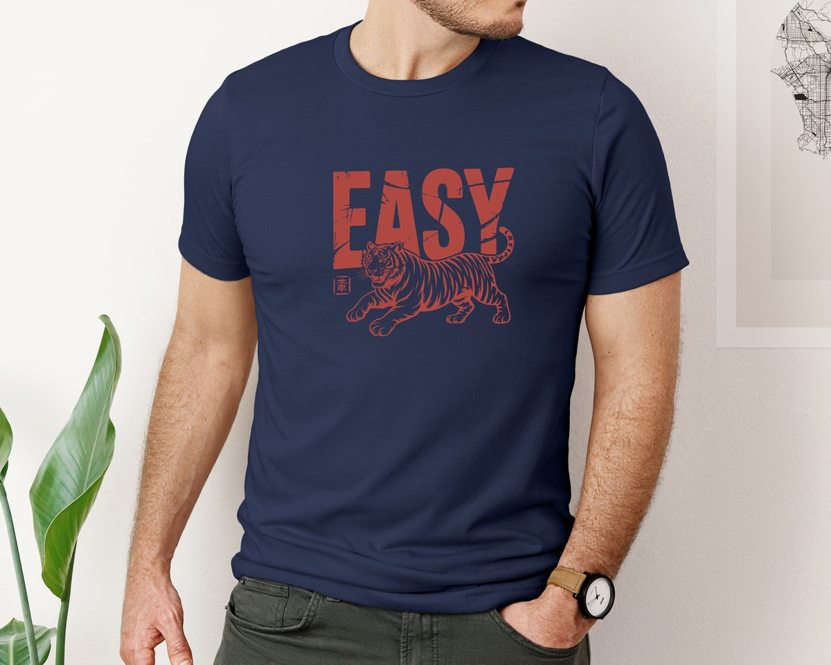 brand:Bella Canvas|color:Navy|Vintage Easy Tiger Retro Boho Graphic T-Shirt