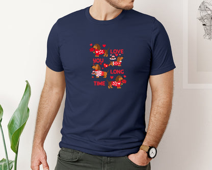 brand:Bella Canvas|color:Navy|Valentine Dachshund Love Graphic T-Shirt