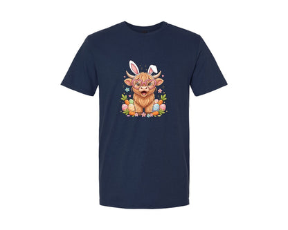 brand:Generic|color:Navy|Easter Day Highland Cow 19 Graphic T-Shirt