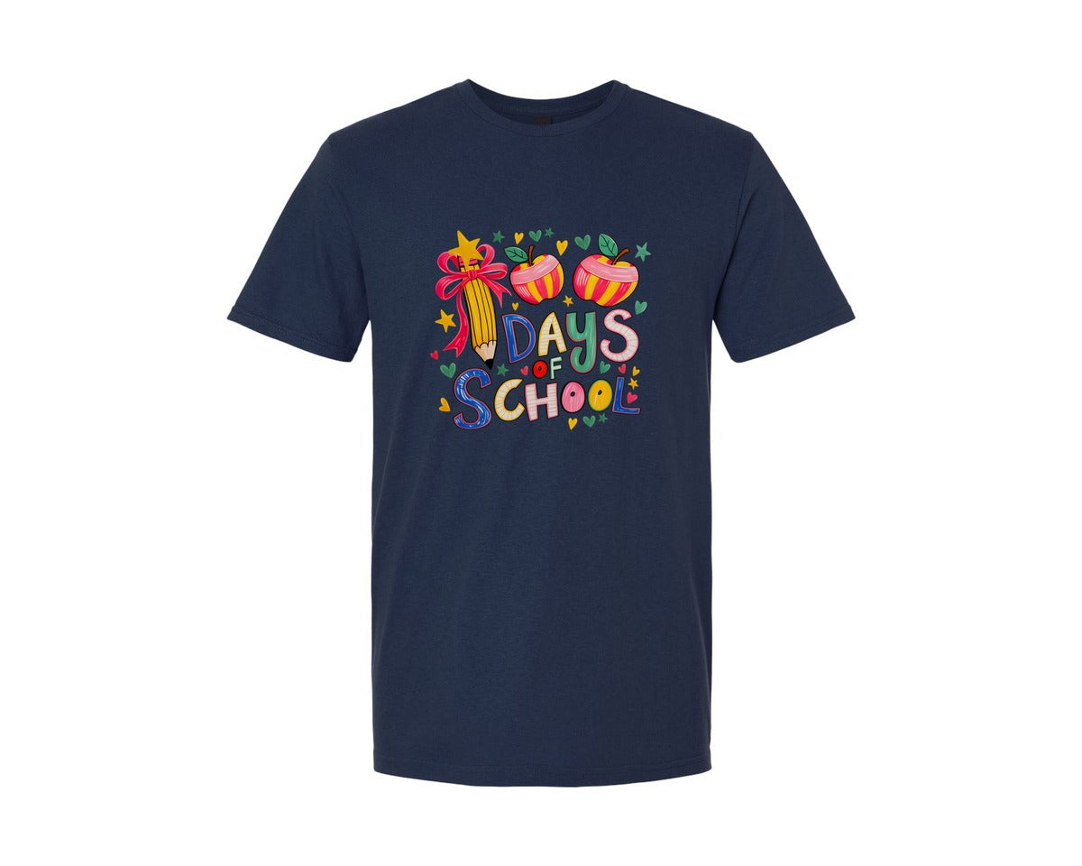 brand:Generic|color:Navy|Kid Drawn 100 Days Of School Crayon 2 Graphic T-Shirt