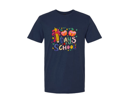 brand:Generic|color:Navy|Kid Drawn 100 Days Of School Crayon 2 Graphic T-Shirt