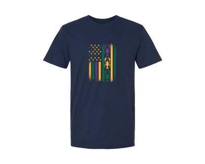brand:Generic|color:Navy|Mardi Gras Lobster Flag Graphic T-Shirt