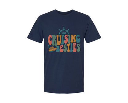brand:Generic|color:Navy|Friends Cruise Trip Cruising Besties Graphic T-Shirt