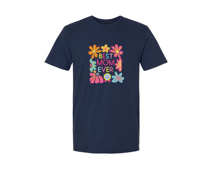 brand:Generic|color:Navy|Floral Mom Best Mom Ever Graphic T-Shirt