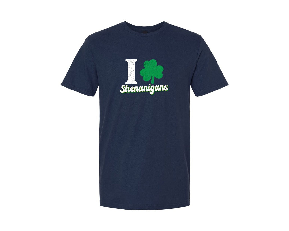 brand:Generic|color:Navy|Funny St Patricks Day I Love Shenanigan Graphic T-Shirt
