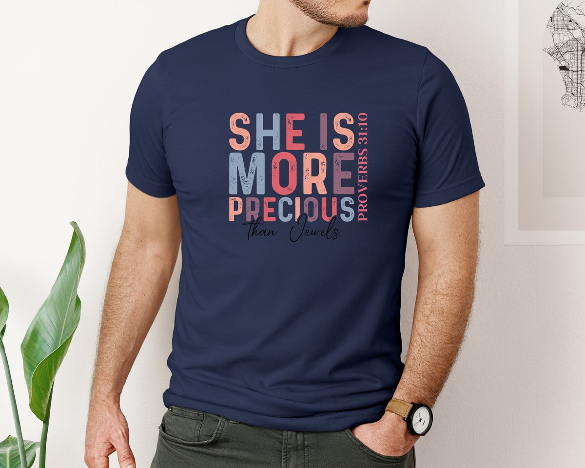 brand:Bella Canvas|color:Navy|Christian Quotes Mom Bible Verse Graphic T-Shirt