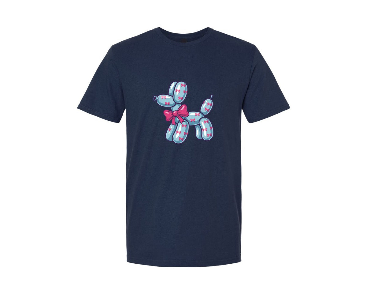 brand:Generic|color:Navy|Pink Bow Balloon Dog 4 Graphic T-Shirt