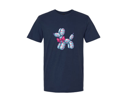 brand:Generic|color:Navy|Pink Bow Balloon Dog 4 Graphic T-Shirt