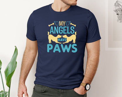 brand:Bella Canvas|color:Navy|My Angels Have Paws Cut File Design 9 Graphic T-Shirt