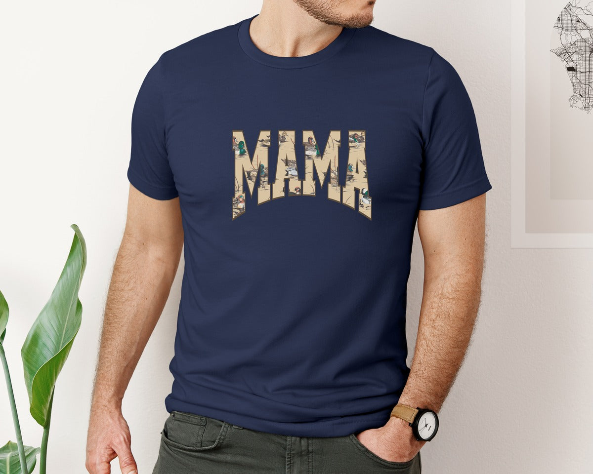 brand:Bella Canvas|color:Navy|Mama Duck Waterfowl Graphic T-Shirt