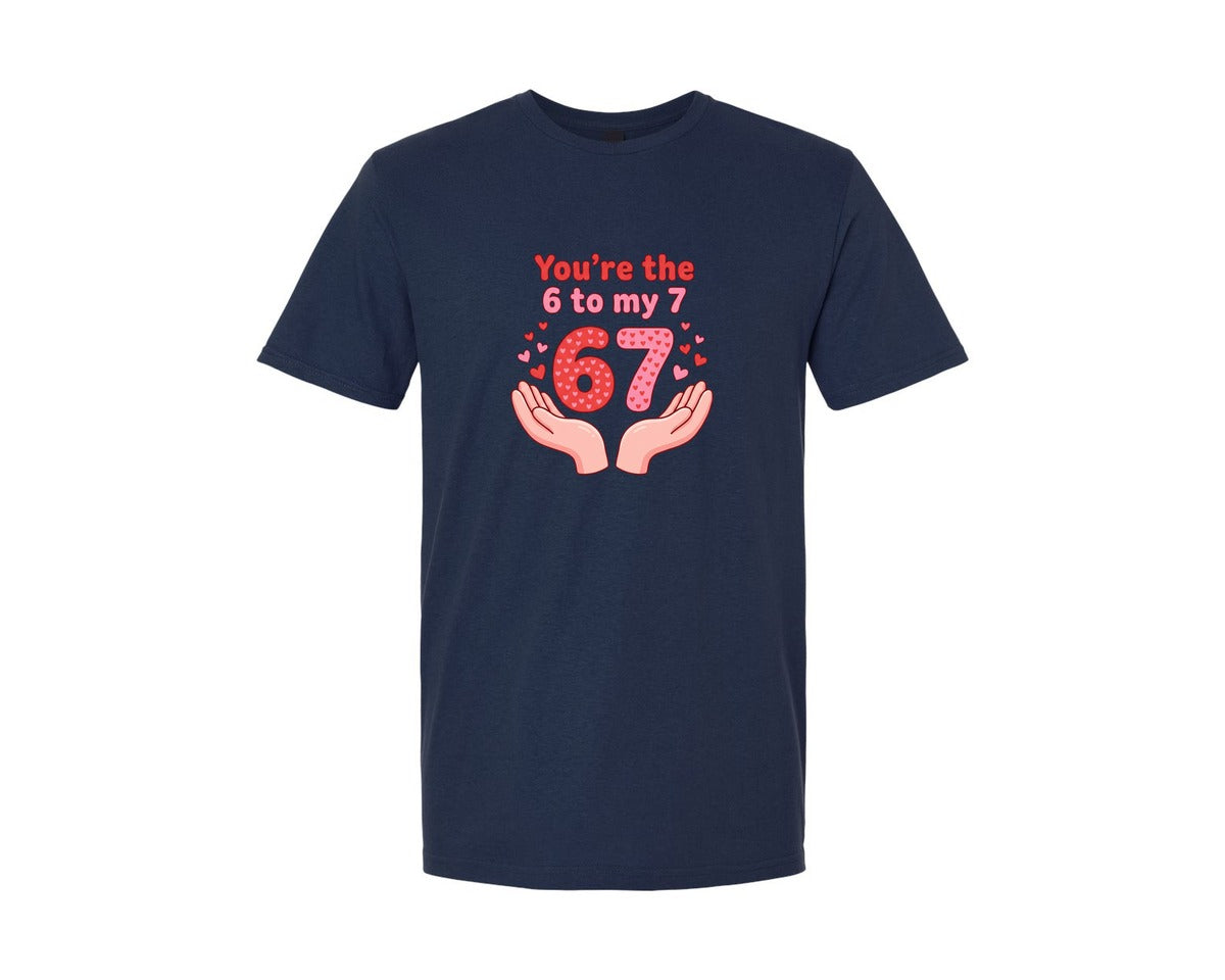 brand:Generic|color:Navy|Youre The 6 To My 7 Valentine Graphic T-Shirt