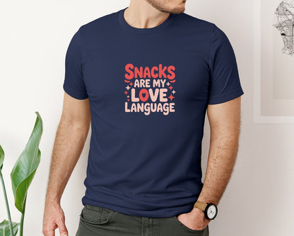brand:Bella Canvas|color:Navy|Snacks Are My Love Language Cute Typogra Graphic T-Shirt