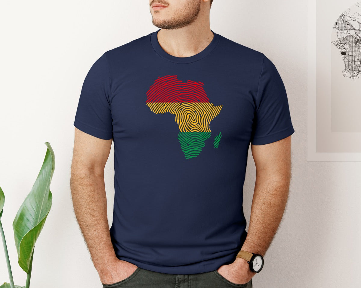 brand:Bella Canvas|color:Navy|Fingerprint Map Black History Month Graphic T-Shirt