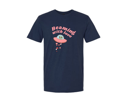 brand:Generic|color:Navy|Beaming With Love Ufo Romantic Alien Graphic T-Shirt